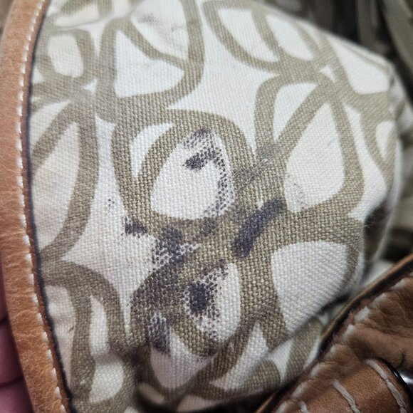 Vintage Fossil Tan Leather Shoulder Bag w/ Key – Classic Y2K Project Tote ZB2678 - Picture 9 of 16